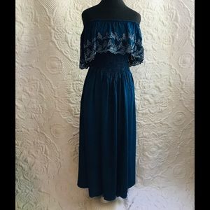 NWT Elan denim, strapless, maxi, Sz M dress
